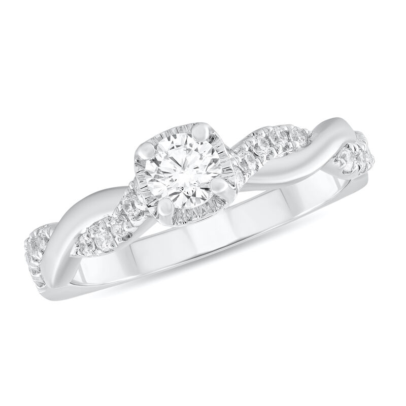 Round Diamond 1/2ctw. Twist Engagement Ring in 14k White Gold image number null